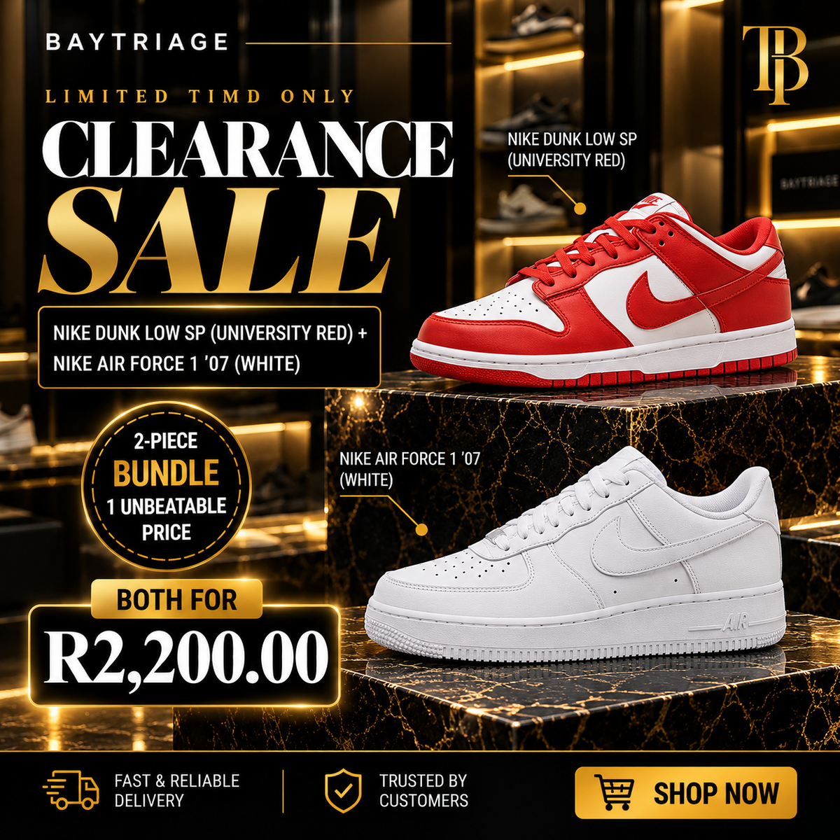 Nike dunks lows and Air Force 1s