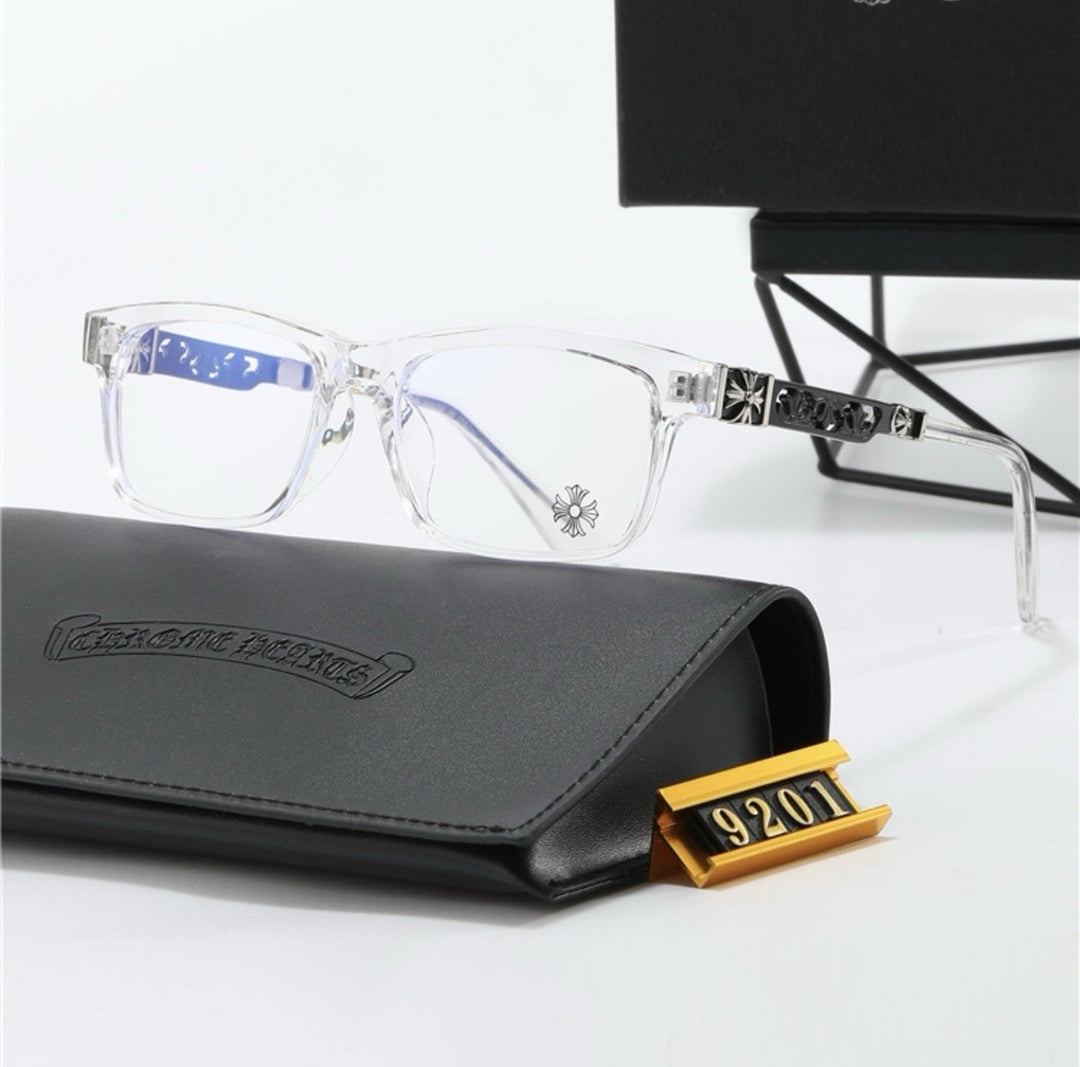 Chrome heart glasses - clear & black badges