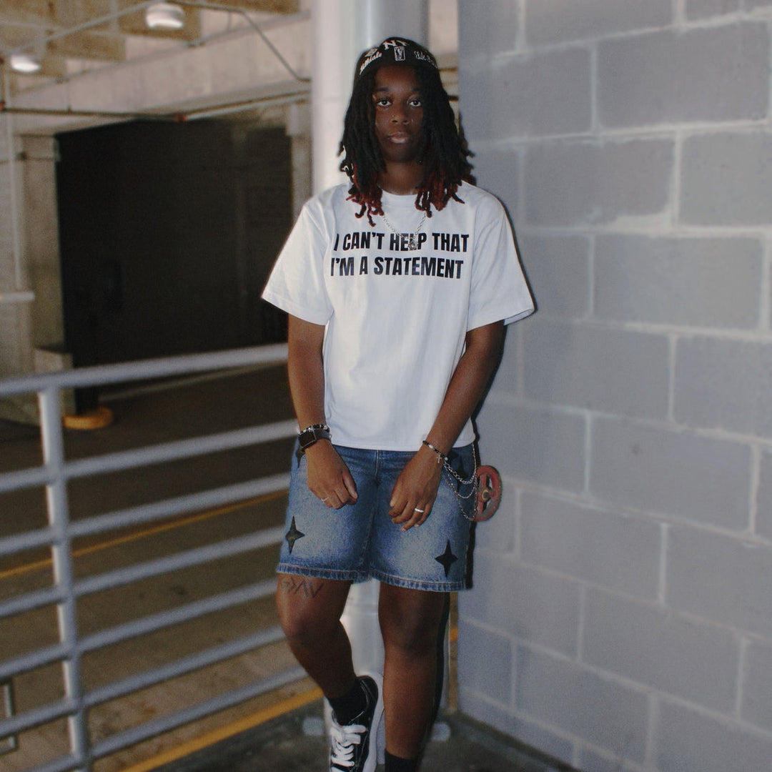 “STATEMENT” BOXY FIT TEE WHITE