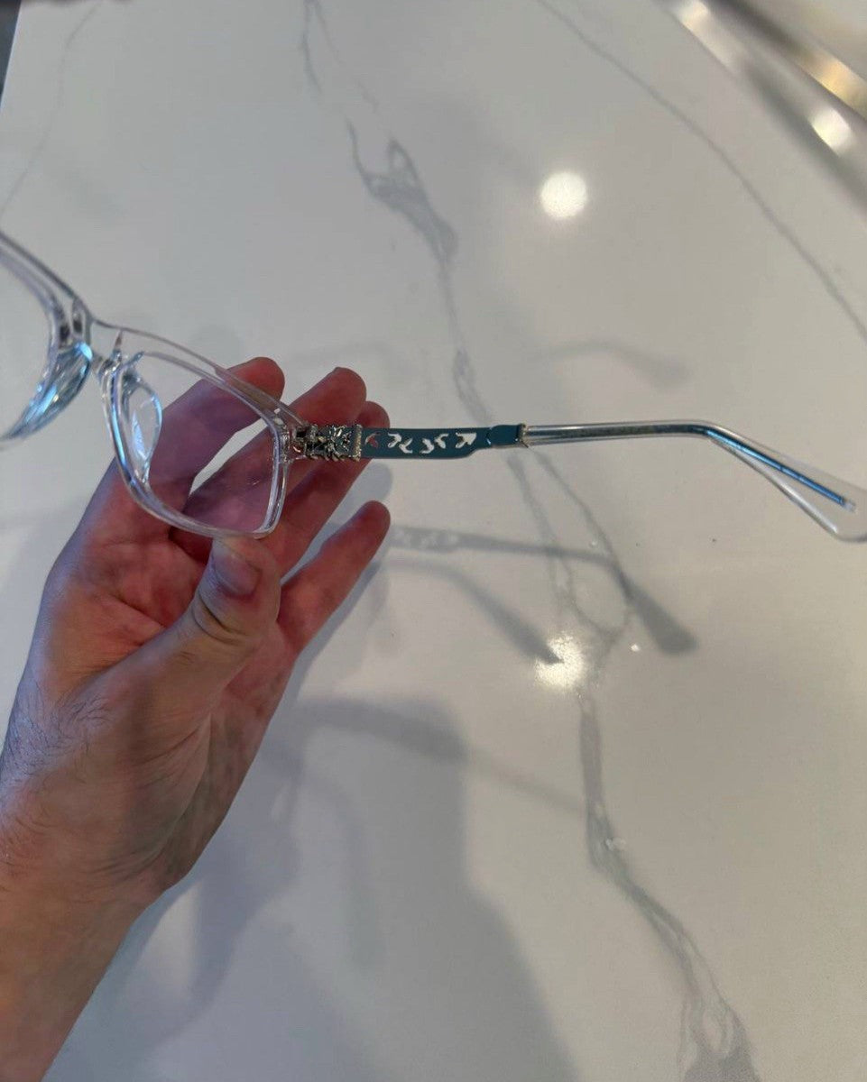 Chrome heart glasses - clear & black badges