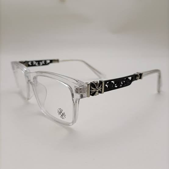 Chrome heart glasses - clear & black badges