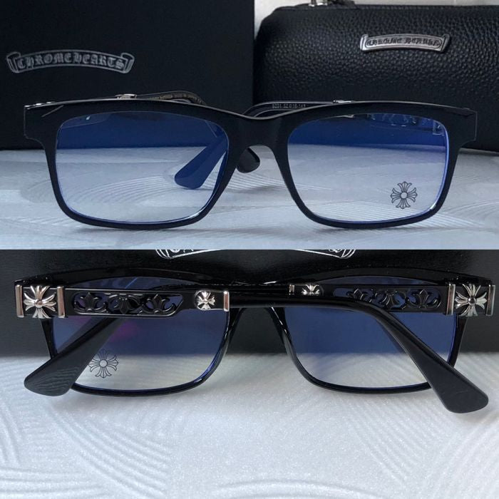 Chrome heart glasses - black  & black badges