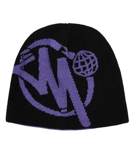M Letter Knitted Beanie – Purple