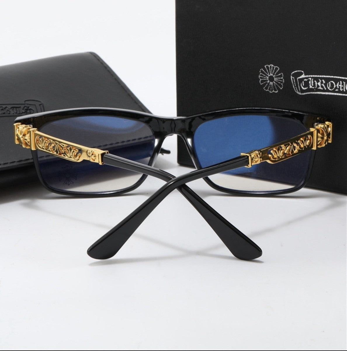 Chrome heart glasses - black  & gold badges NOT BOXED