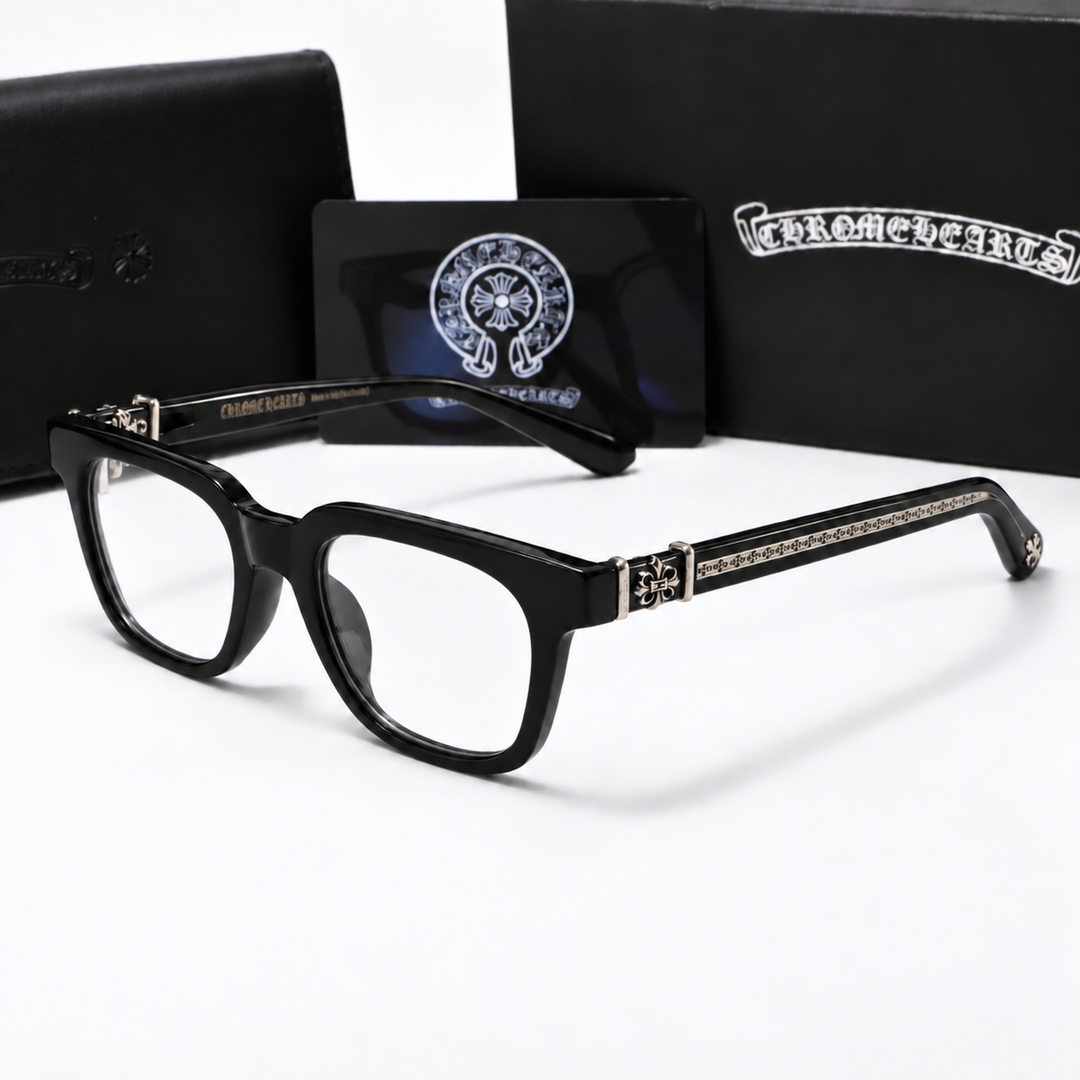 Chrome heart glasses - Black & silver badges
