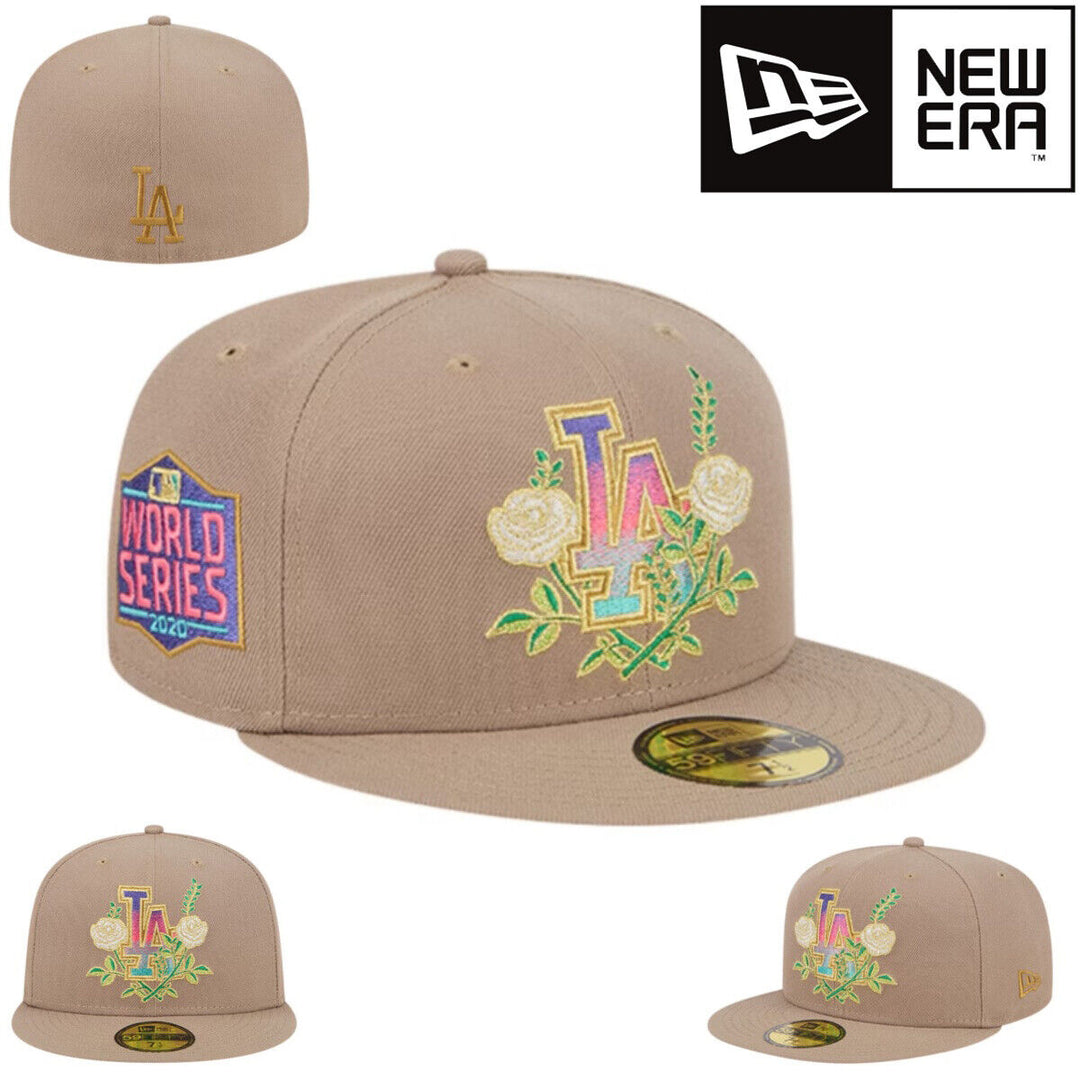 Men's Los Angeles Dodgers New Era Khaki Rose Garden 59FIFTY Fitted Hat