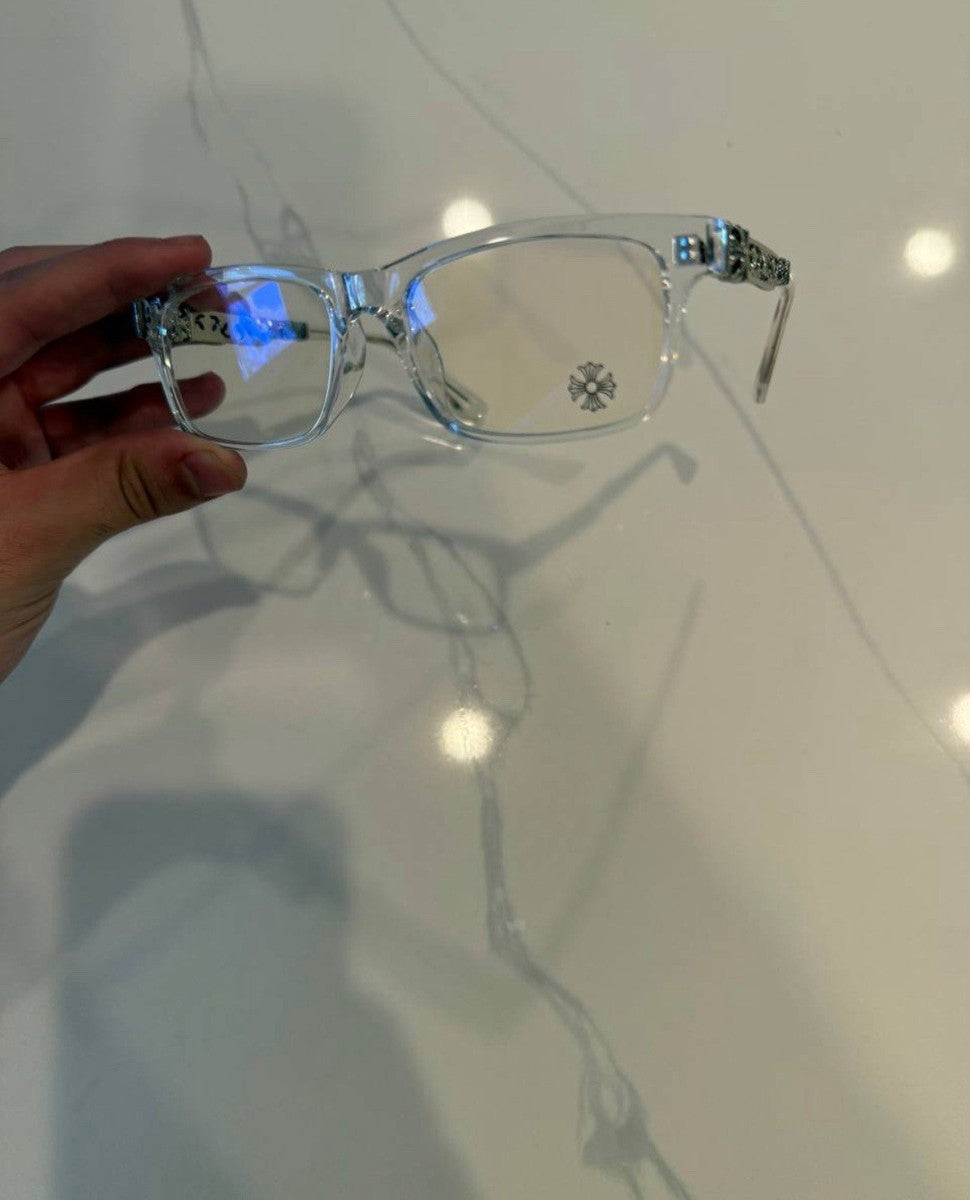 Chrome heart glasses - clear & black badges