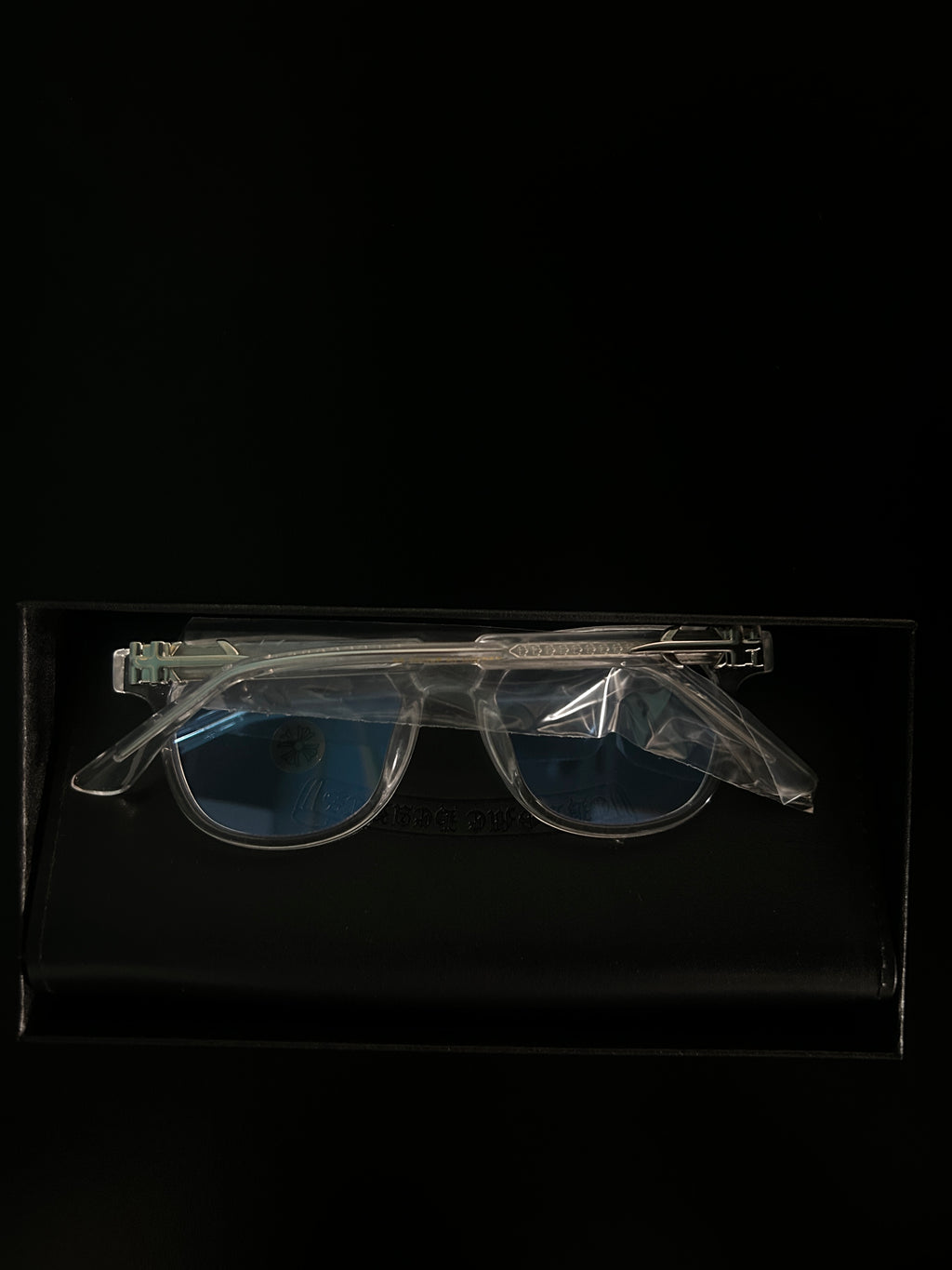 Chrome heart glasses - clear & silver badges