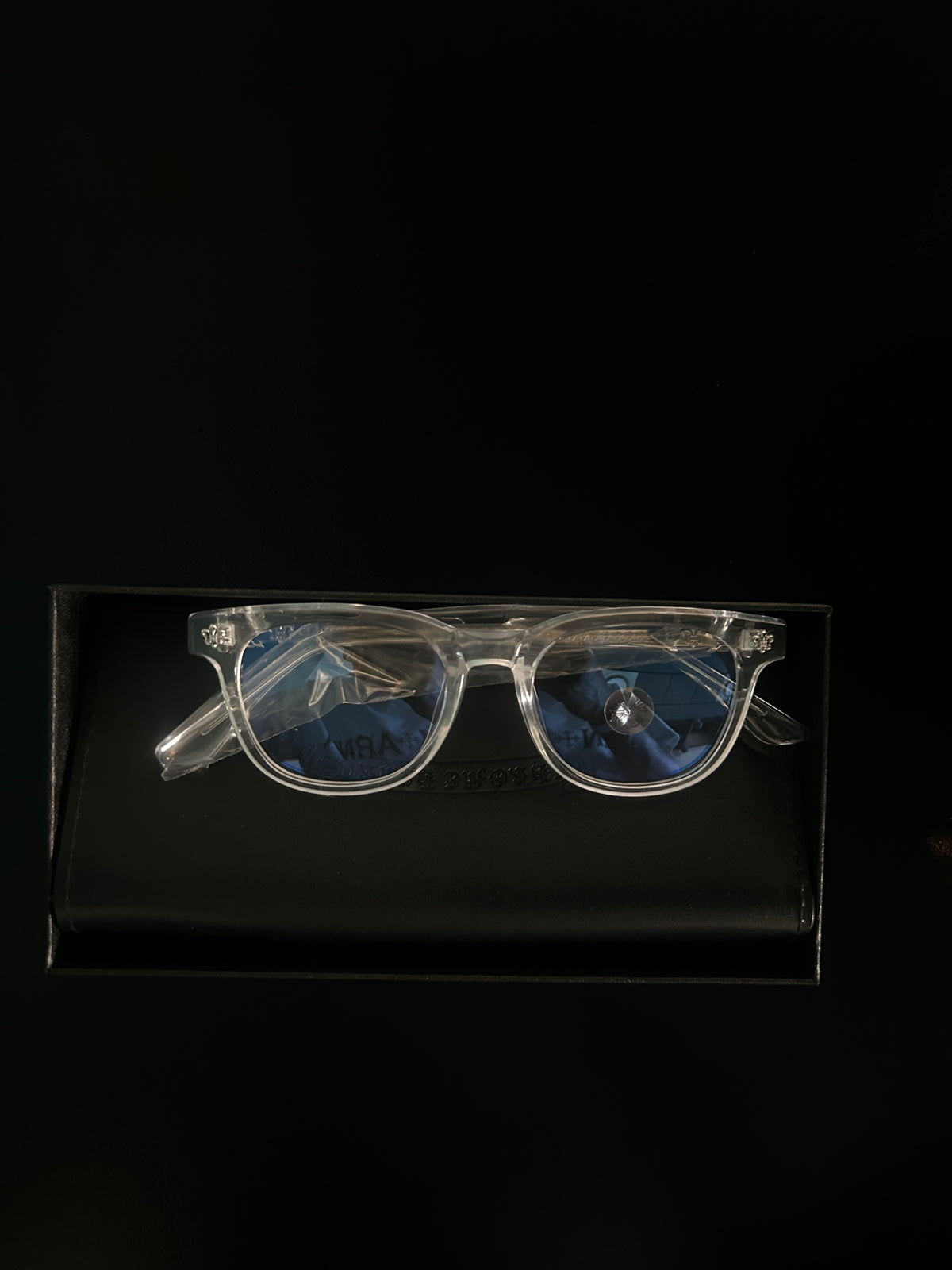 Chrome heart glasses - clear & silver badges
