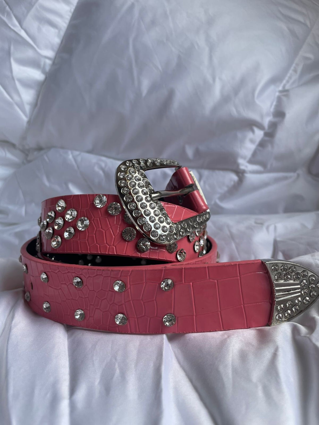 Rhinestone BB Belt Pink