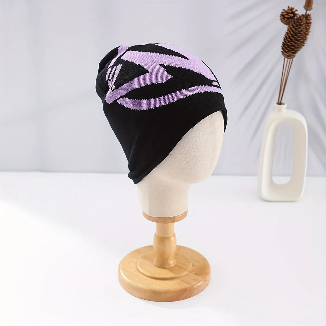 Purple Universal M Letter Pattern Letter Knitted Hat Cold Hat, Cute, Warm, Soft And Comfortable Hat