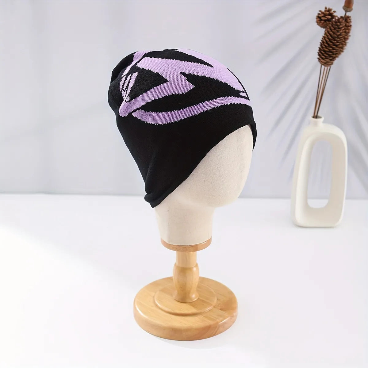 M Letter Knitted Beanie – Purple