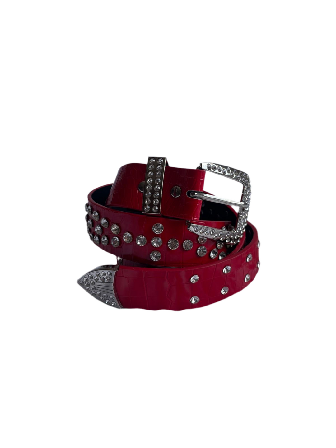 Rhinestone BB Belt Red