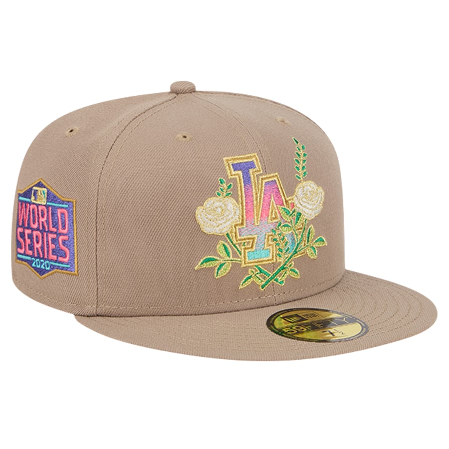 Men's Los Angeles Dodgers New Era Khaki Rose Garden 59FIFTY Fitted Hat