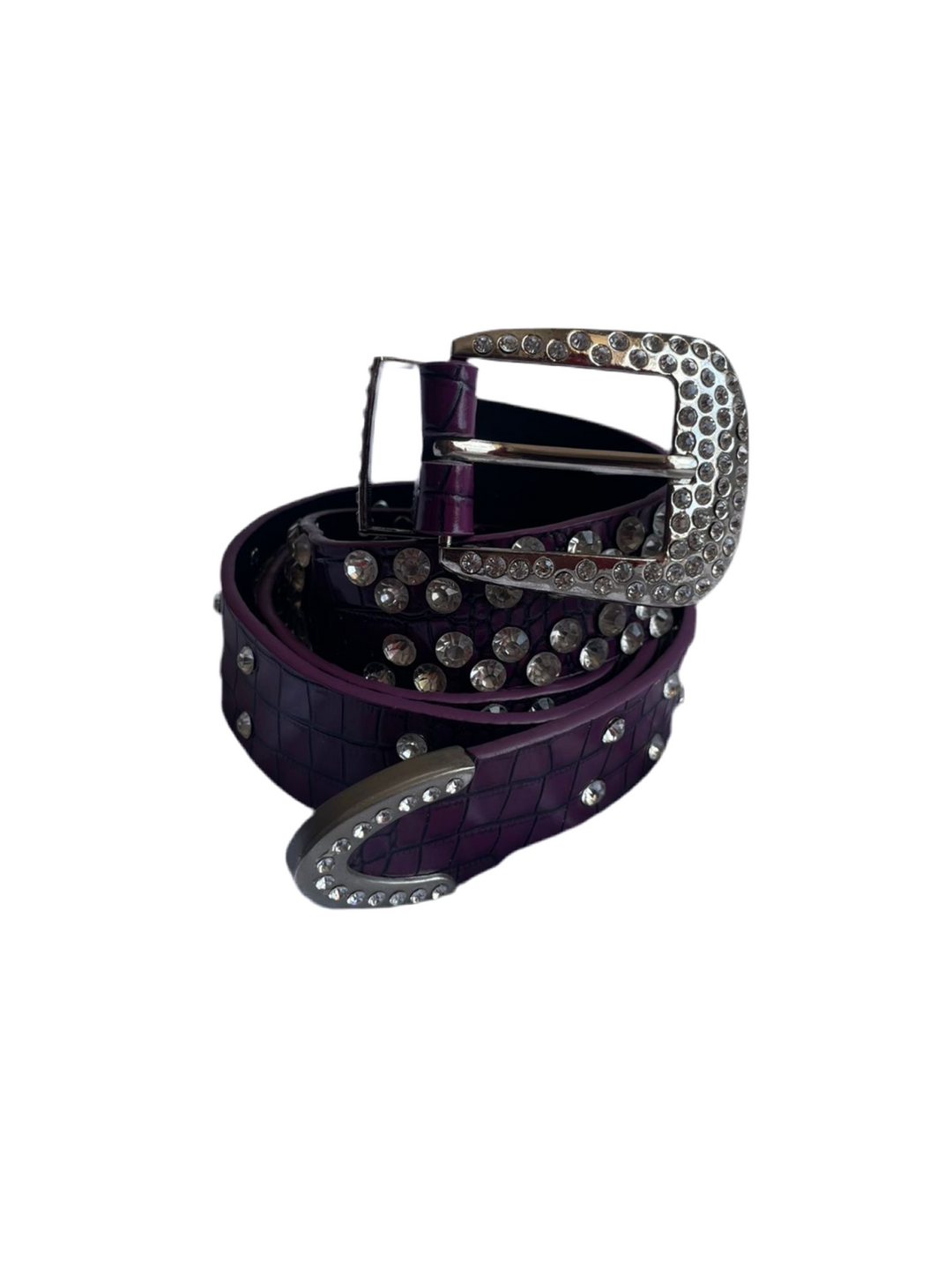 Rhinestone BB Belt Purple