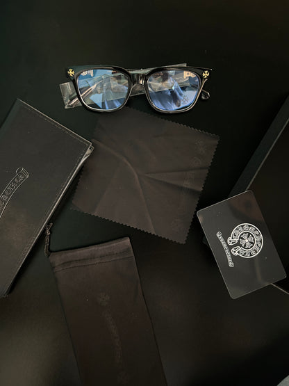 Chrome heart glasses - black & silver badges