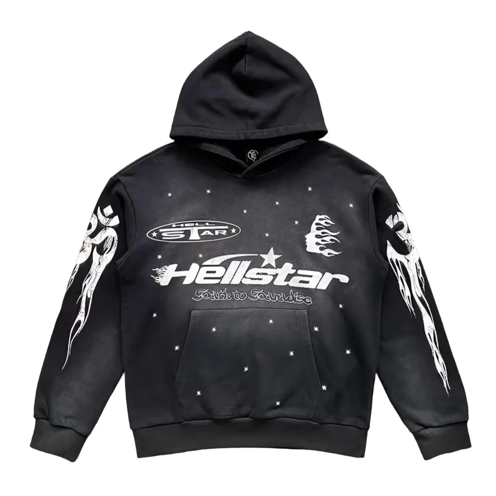 Flame Flare Hoodie + Flare Pants Set – Black