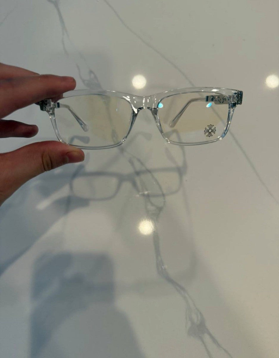 Chrome heart glasses - clear & black badges