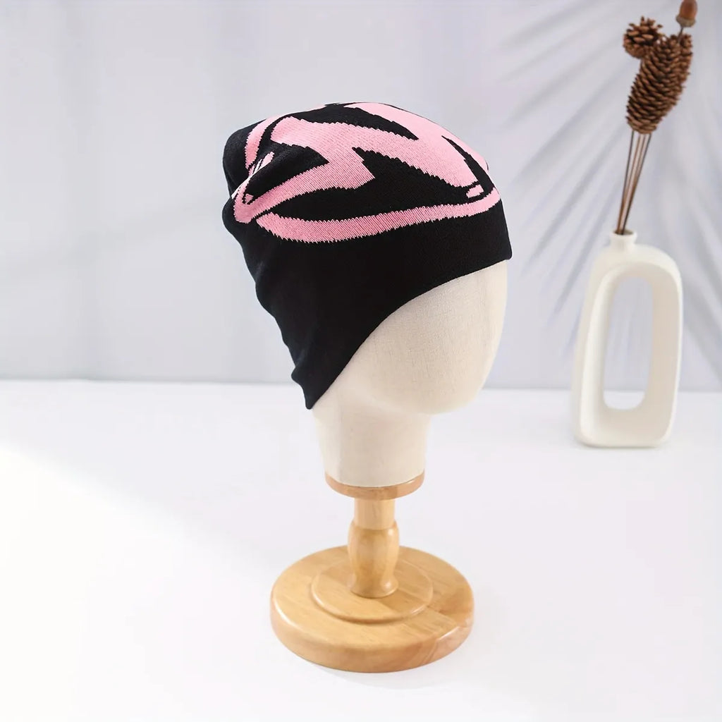 M Letter Knitted Beanie – Pink