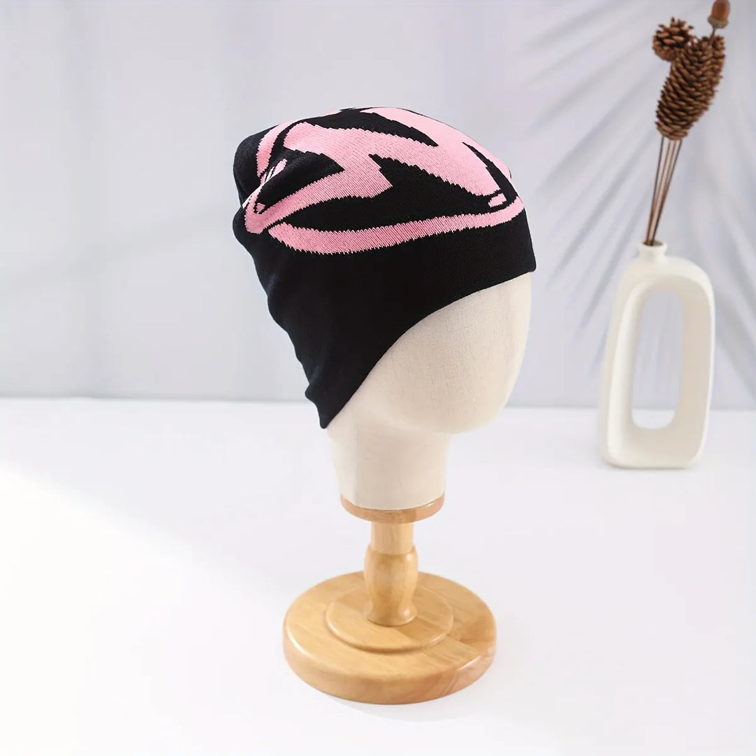 Pink Universal M Letter Pattern Letter Knitted Hat Cold Hat, Cute, Warm, Soft And Comfortable Hat