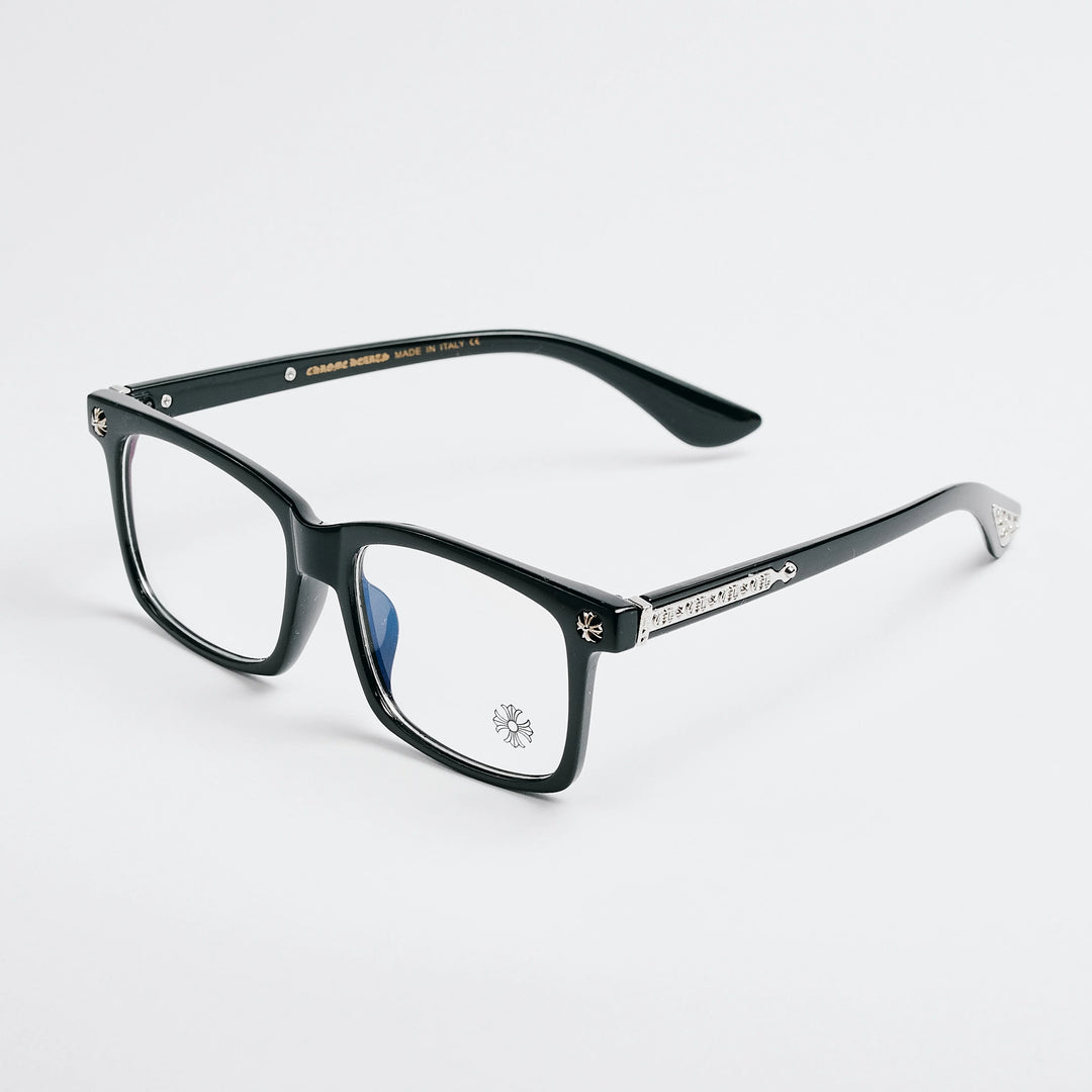 Chrome heart glasses - black & silver badges