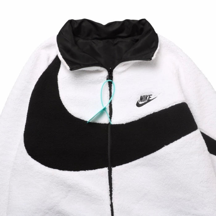 NK Big Swoosh Reversible Boa Jacket White Black