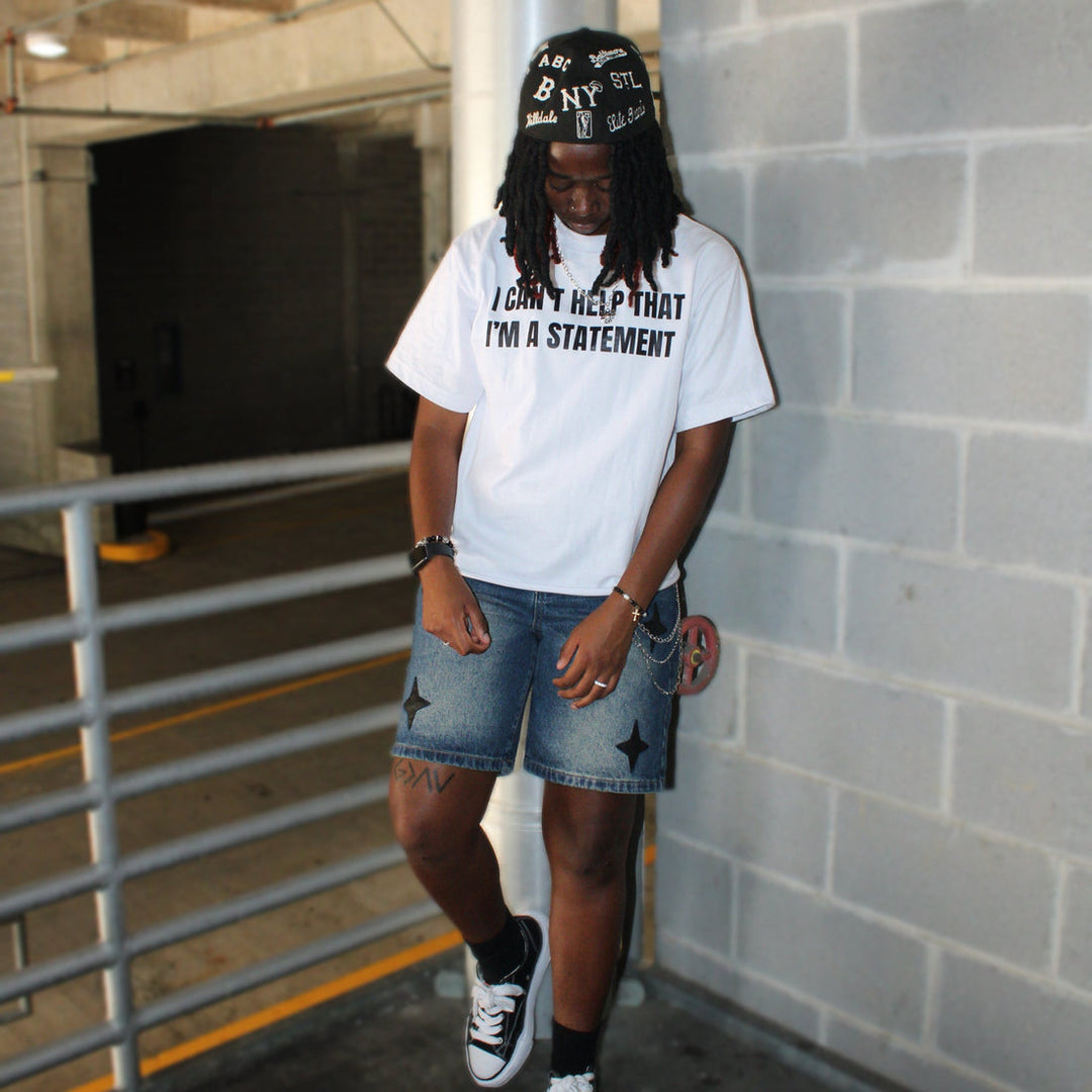 “STATEMENT” BOXY FIT TEE WHITE