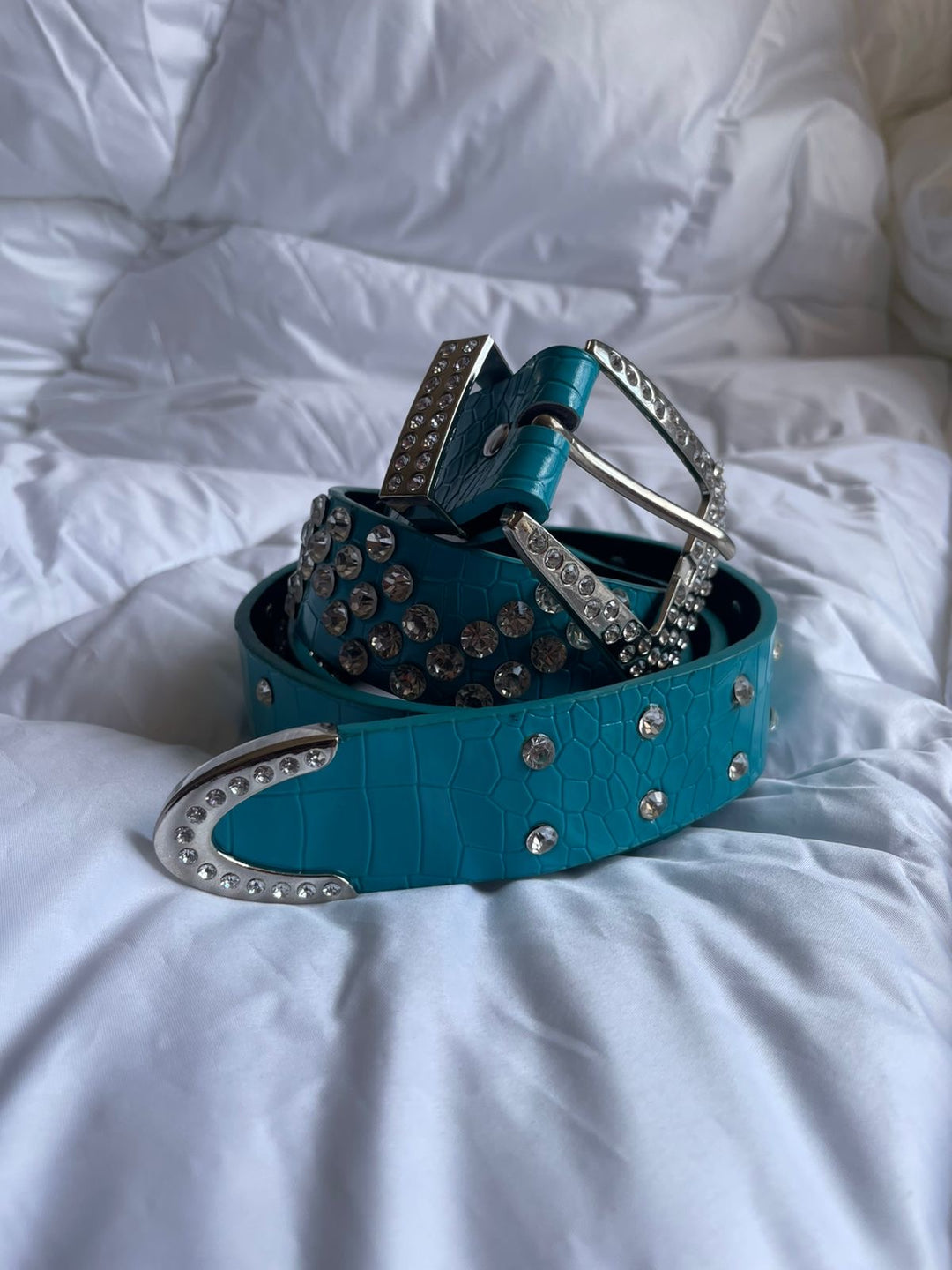 Rhinestone BB Belt Blue