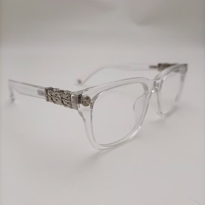 Chrome heart glasses - clear & silver badges