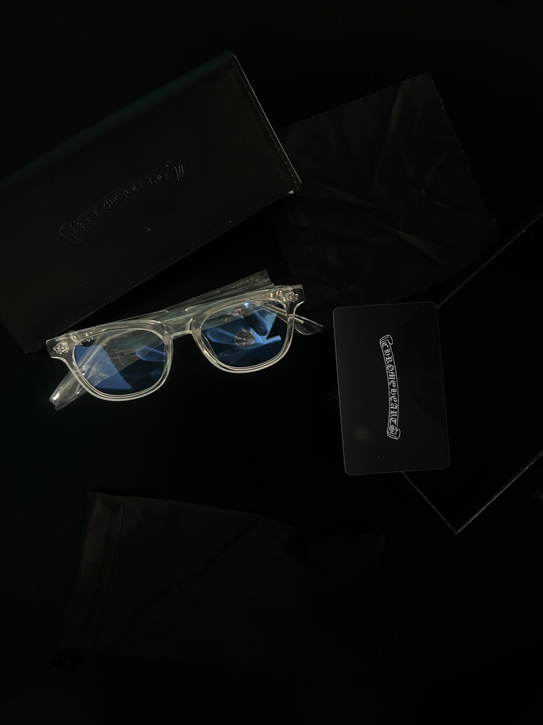 Chrome heart glasses - clear & silver badges