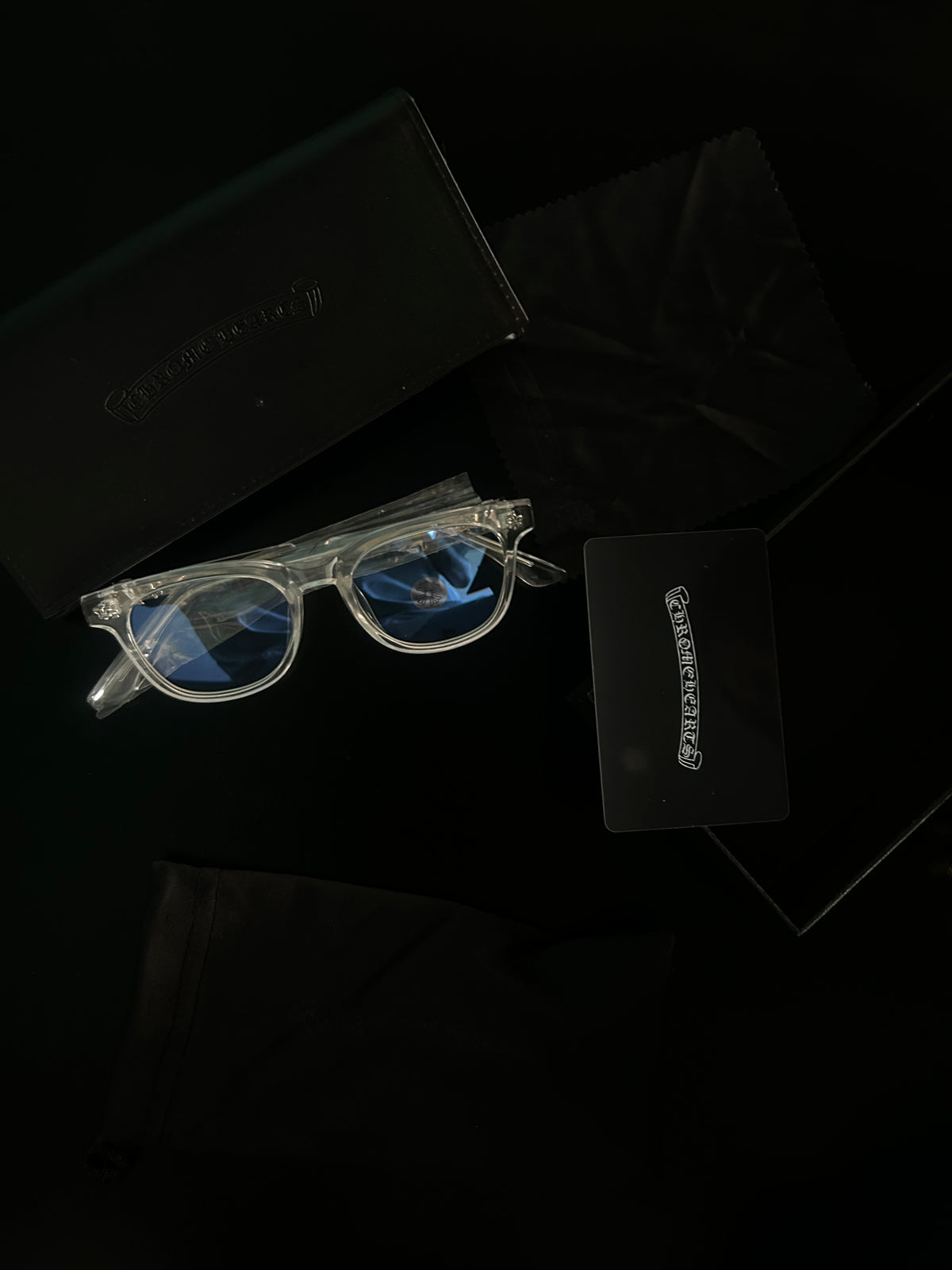 Chrome heart glasses - clear & silver badges