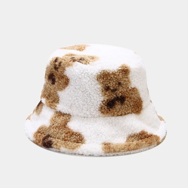 Bear bucket hat white