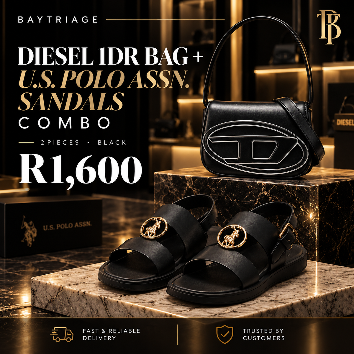 Diesel Hand Bag And Polo Sandals
