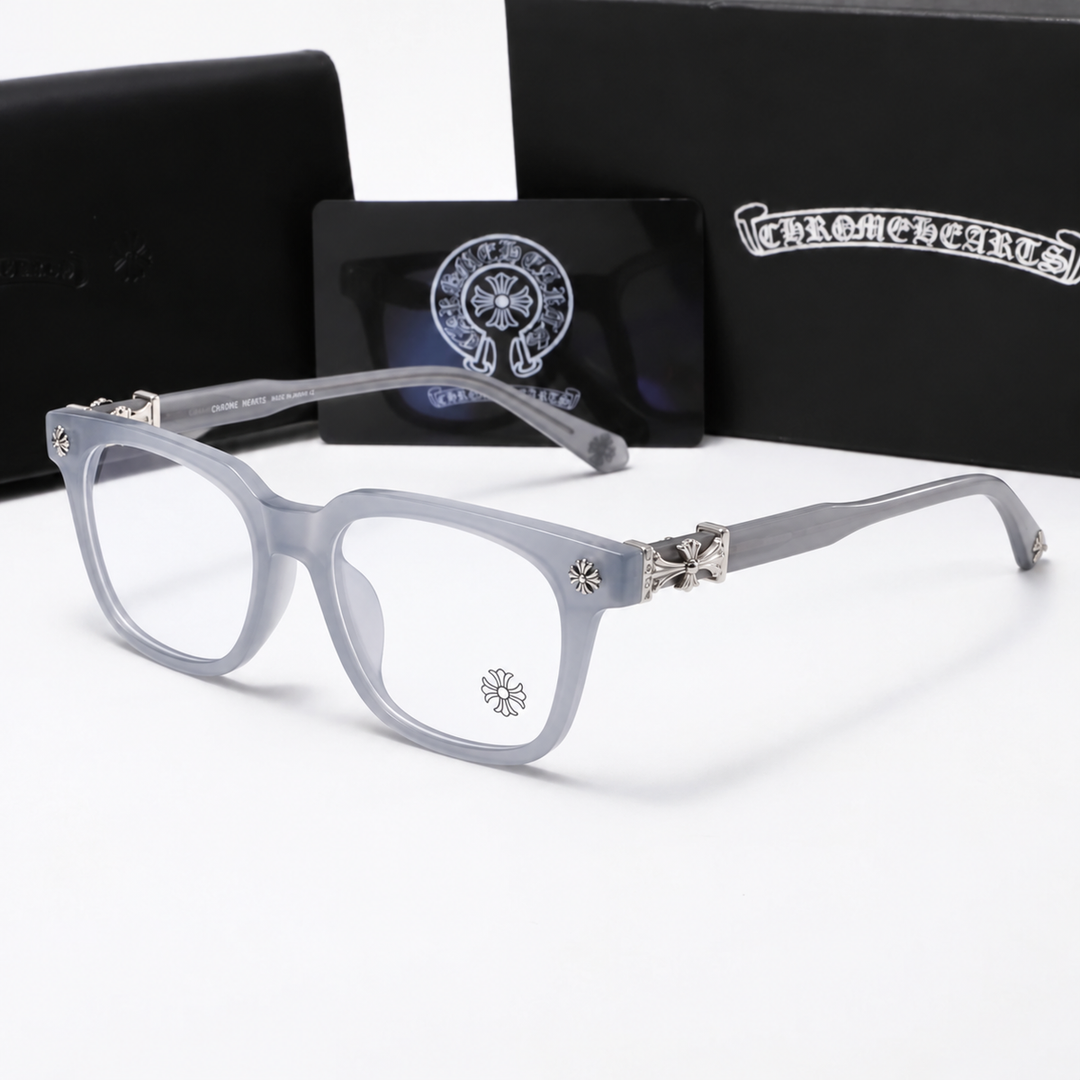 Chrome heart glasses - Grey & silver badges