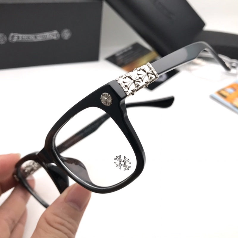 Chrome heart glasses - black & silver badges