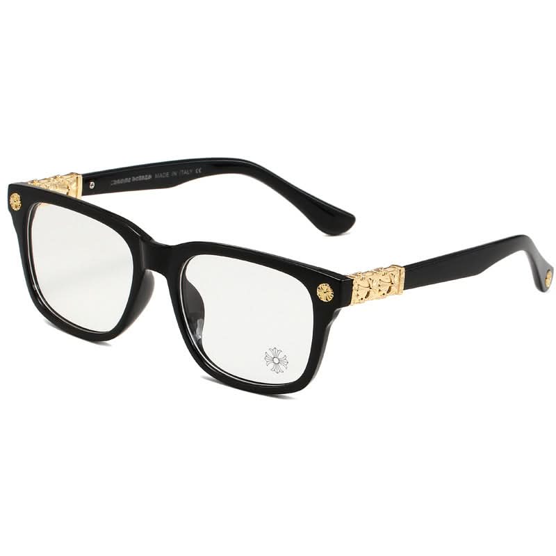 Chrome heart glasses - black & gold badges