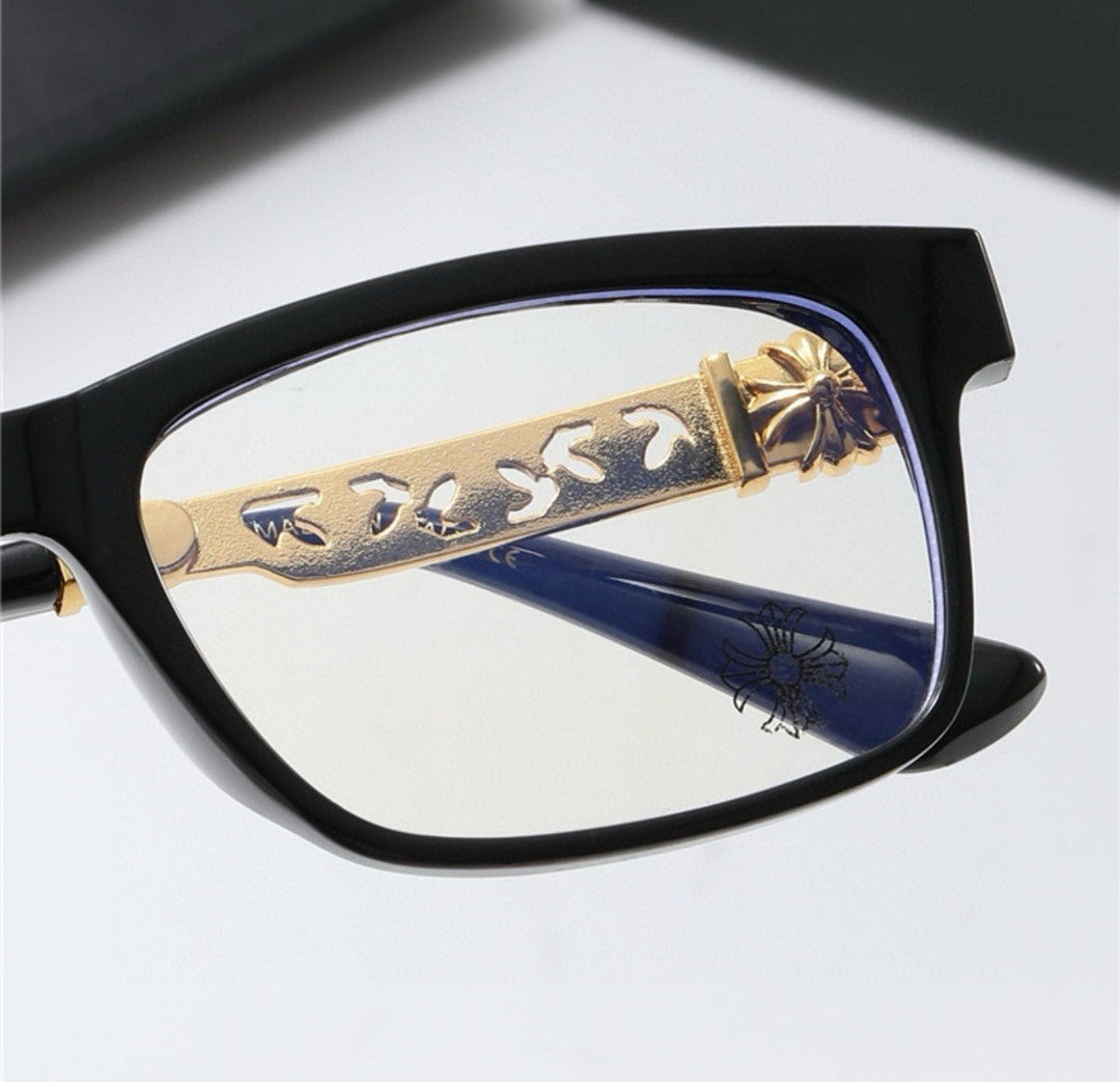 Chrome heart glasses - Black & Gold badges