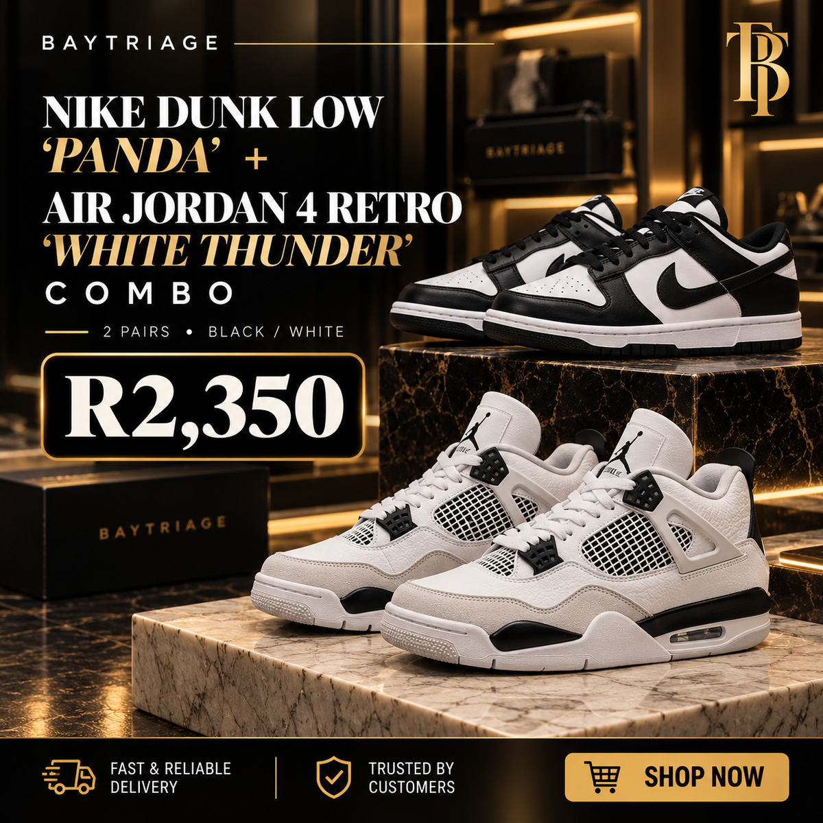 Nike Dunks Lows and Jordan 4s