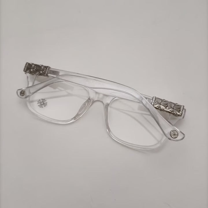 Chrome heart glasses - clear & silver badges