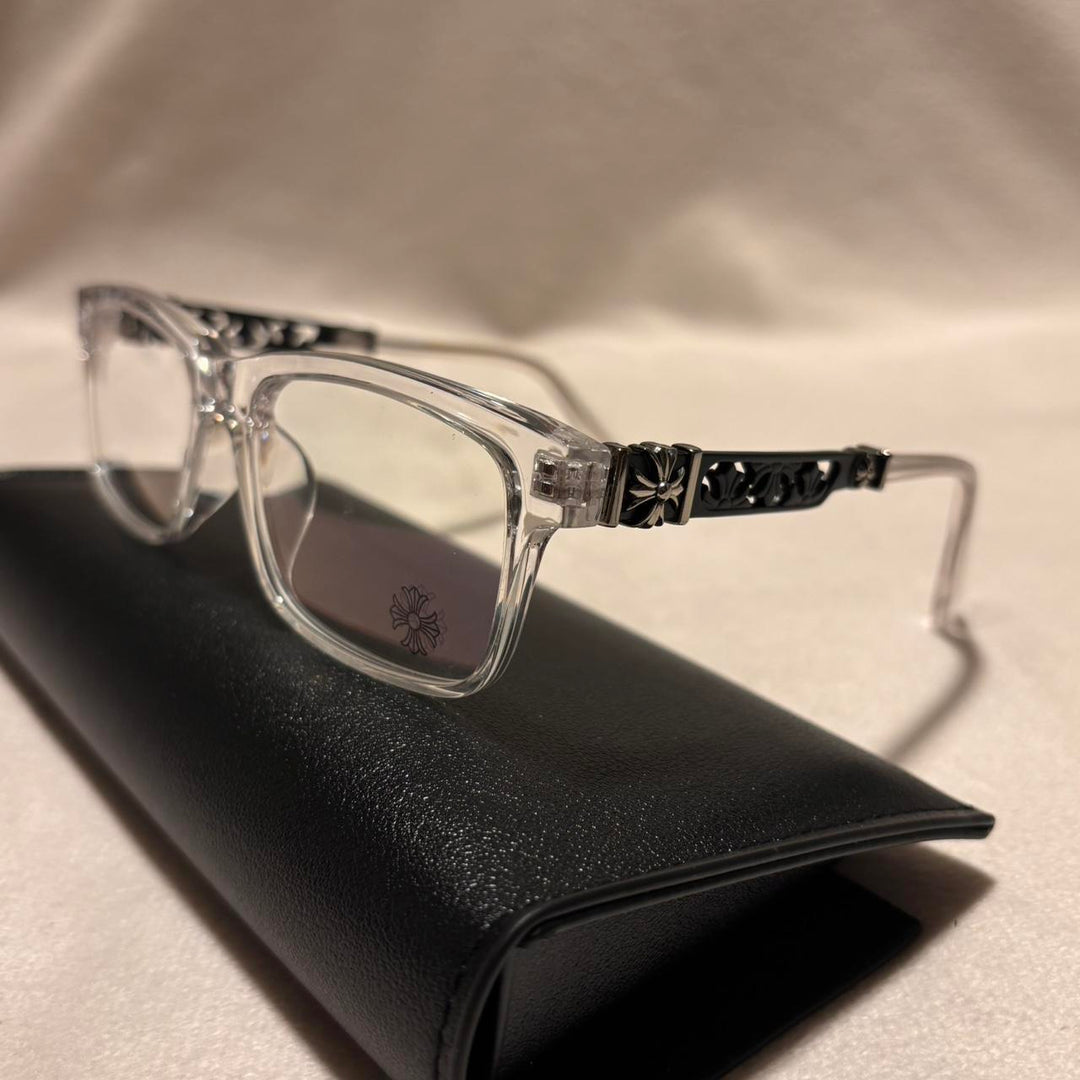Chrome heart glasses - clear & black badges