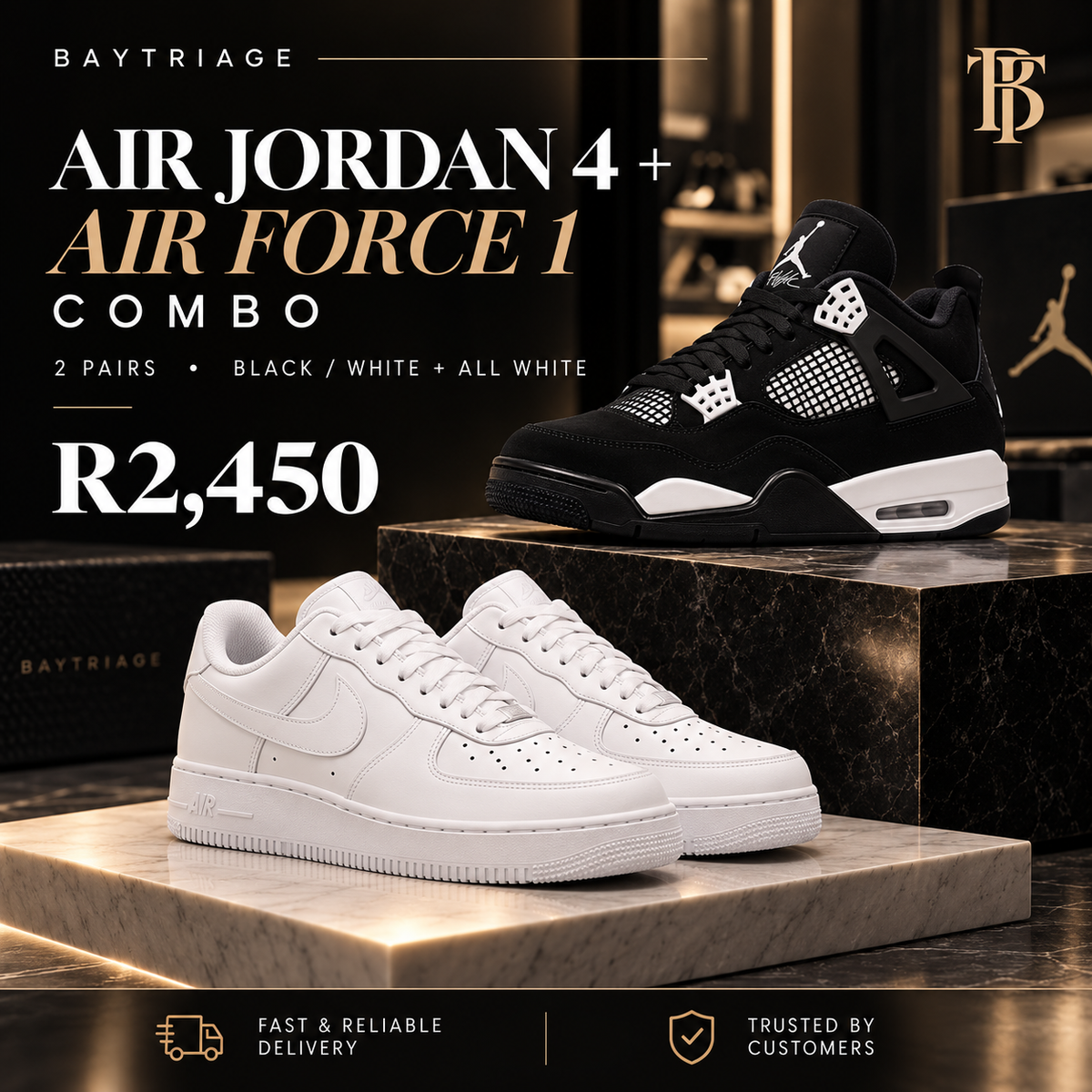 Jordan 4s and Air Force 1 Combo Deal