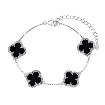 Silver Clover Stainless Steel Bracelet – A Statement of Elegance