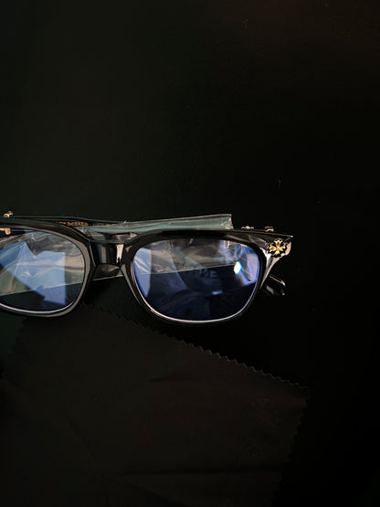 Chrome heart glasses - black & silver badges