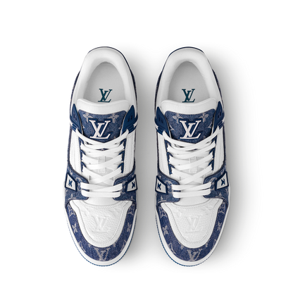LOUIS VUITTON LV TRAINER WHITE BLUE FULLY BOXED