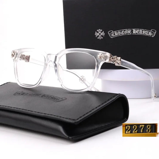 Chrome heart glasses - clear & silver badges
