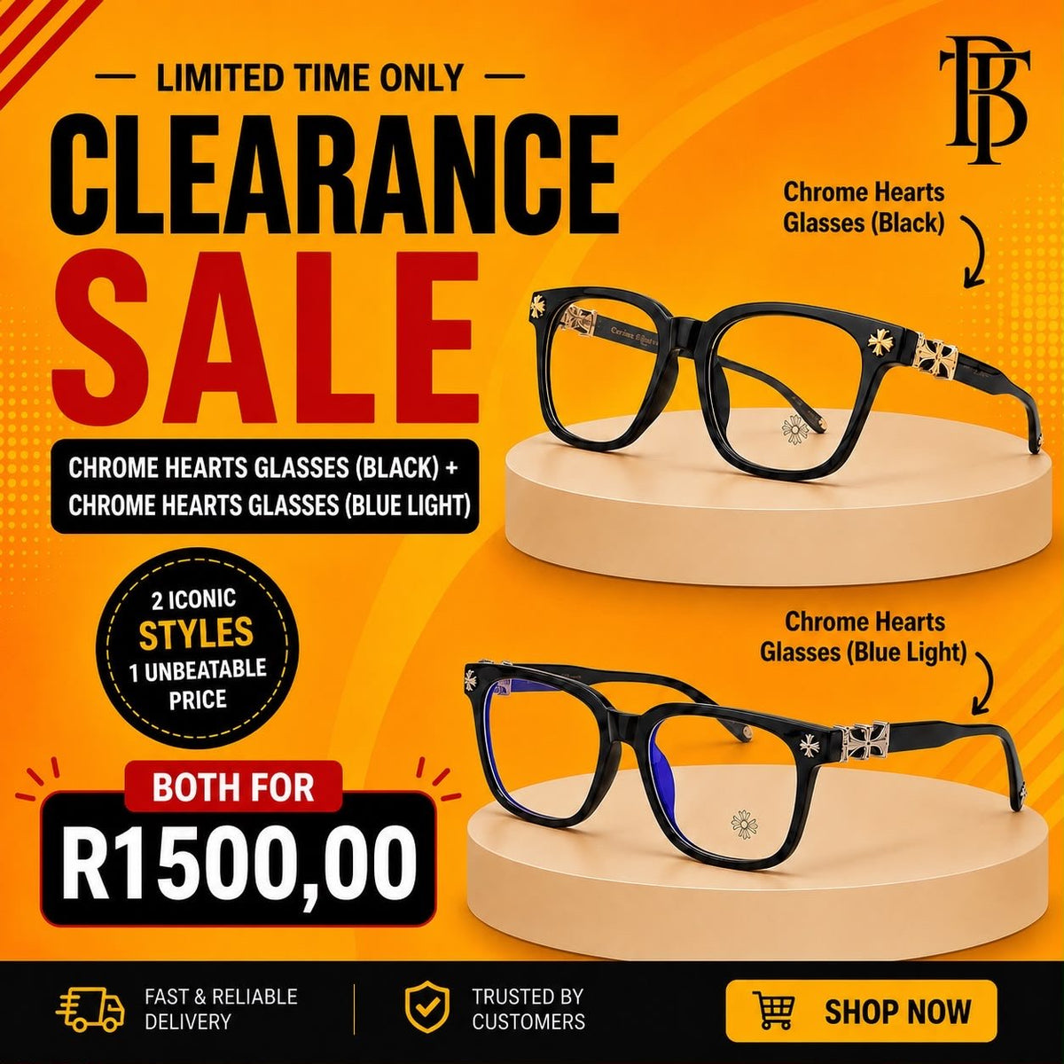 Two Chrome Heart Glasses Combo Deal